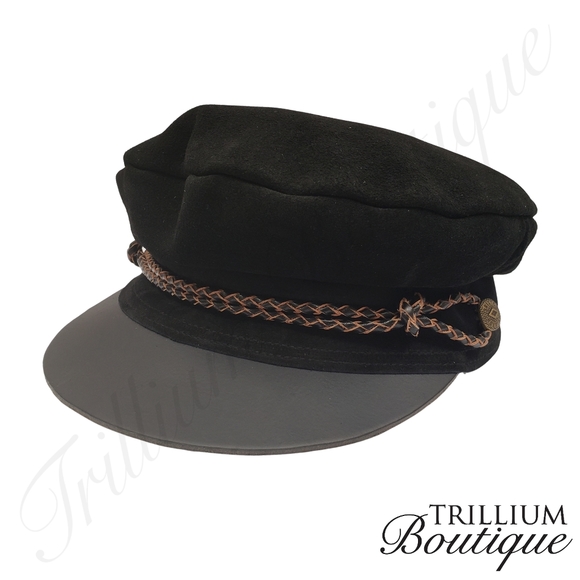 BRIXTON Hat Kayla Cap XS Black Soft Suede Leather Bill Y2K Cottagecore Classic main image 5